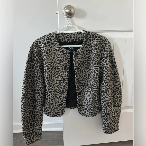 Zara Black and Gray Animal Print Jacket - Image 2