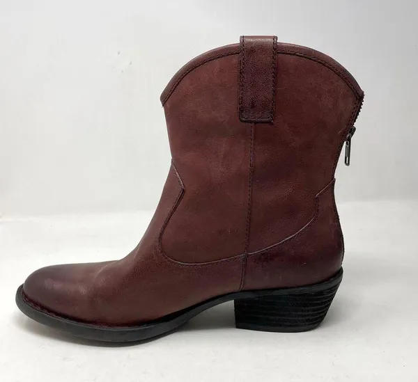 Born Wynd Short Ankle Leather Western Cowgirl Boots Booties Burgundy Women’s 8.5 - Image 3