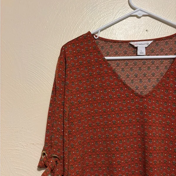 Liz Claiborne Orange Tie Front Relaxed Blouse - Image 6