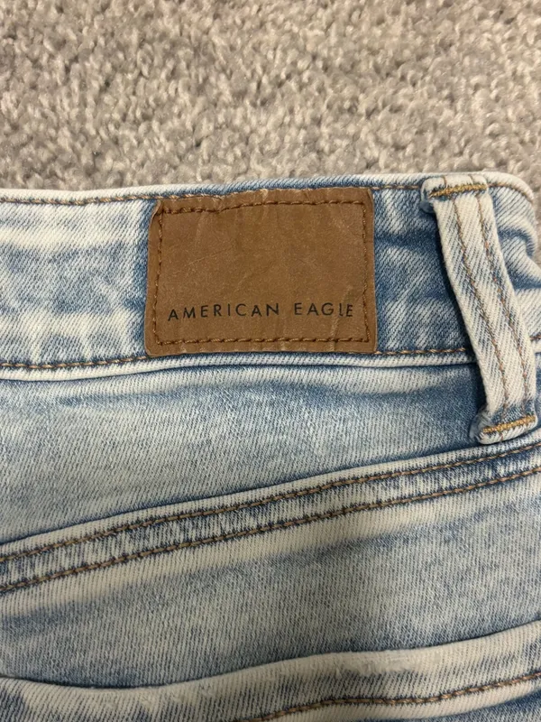 American Eagle Outfitters Light Wash Distressed Denim Shorts - Image 3