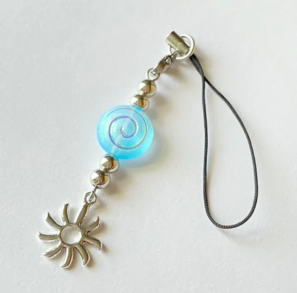 czech glass swirl shell & sun keychain/bag charm/accessory 🌀☀️ - Image 2
