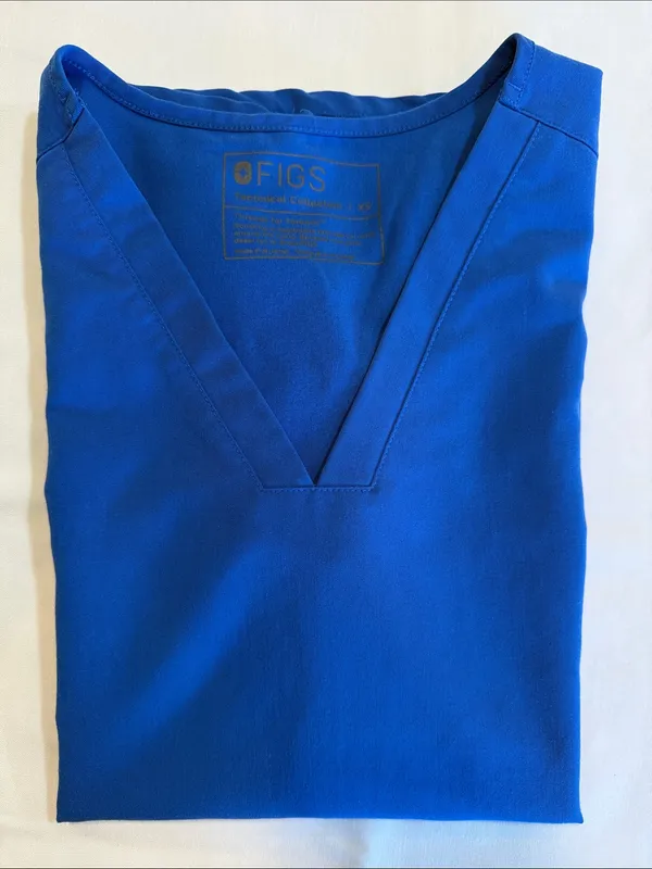 Figs Women's V-Neck Royal Blue Scrub Top Pockets Size XS - Image 8
