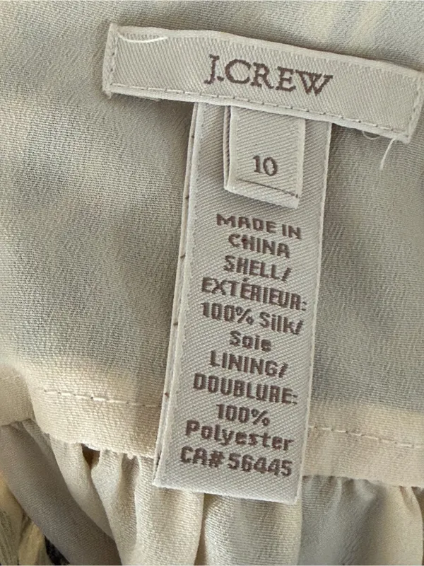 J. Crew Beige Sleeveless Ruffle Tie-Neck Top with Black Spot Print - Image 3