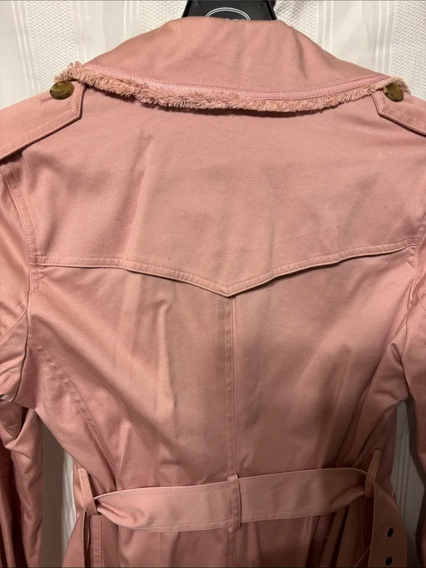 Women's Dusty Pink Double-Breasted Trench Coat This Coat was dry Clean . - Image 4