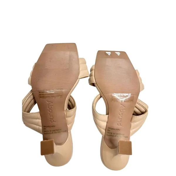Abound Carly Tan Beige Quilted Padded Square Toe Flared Heel Sandals‎ Mules 6M - Image 8