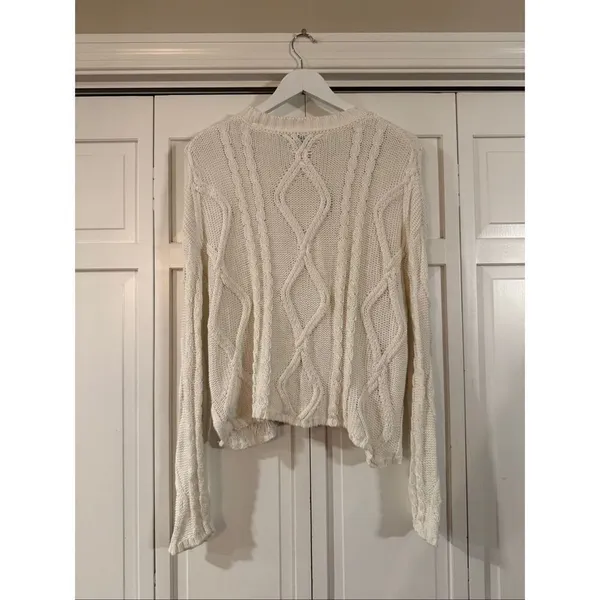 Wild Fable white cotton cableknit sweater size xs Cabincore - Image 5