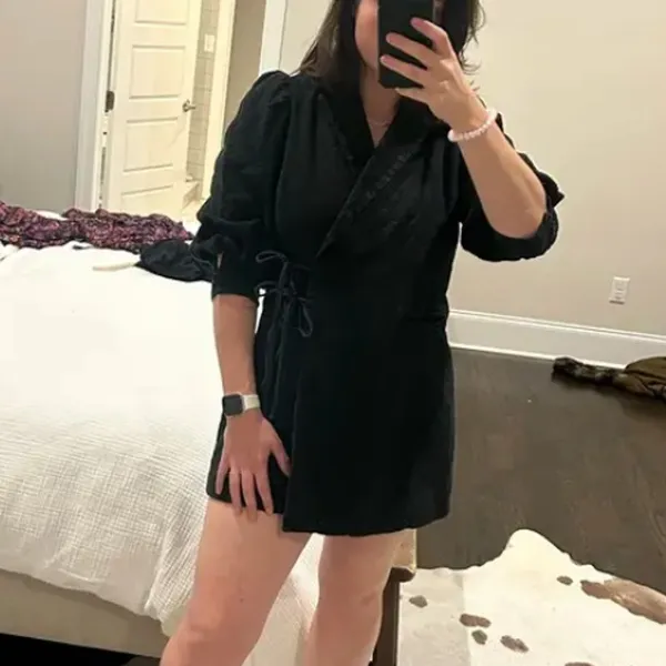 Hofmann Copenhagen Black Mini Cocktail Dress XS Designer Lace Party Wrap $480 - Image 12