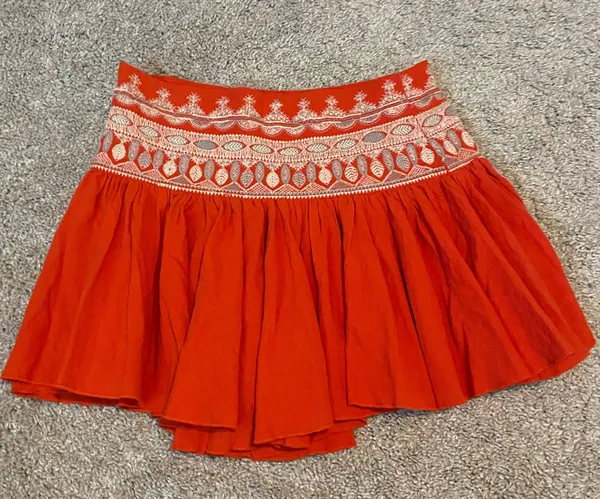 Anthropologie Orange Embroidered skort - Image 5