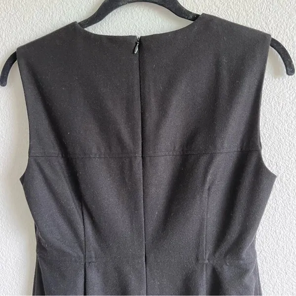 Club Monaco Women's Black Wool Pleated‎ Sheath Dress - Image 9