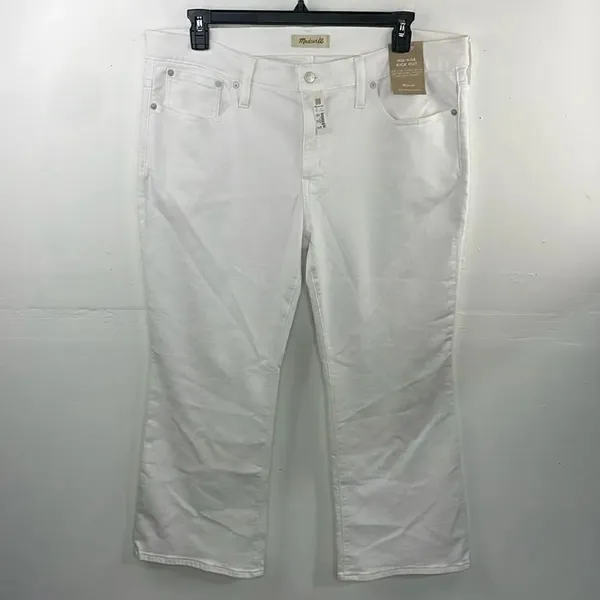 Madewell Mid Rise Kick Out With Magic Pocket White Plus Size - Image 3