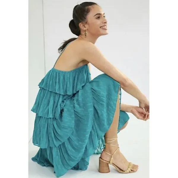 Anthropologie Blue tiered Midi dress size XL NWT - Image 3