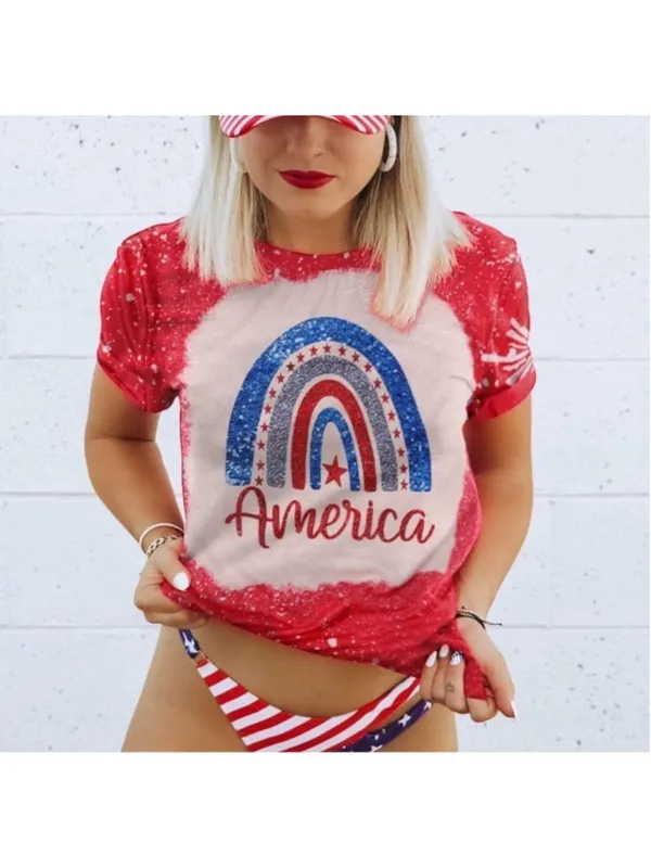 Rainbow American Flag Shirt Patriotic Shirt 4th of July Memorial Day Tshirt - Image 2