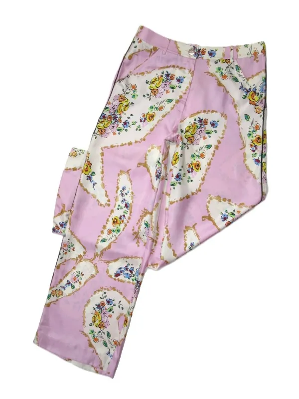 NWT Tory Burch Silk Cargo Pant in Pink Porcelain Floral Wide Leg Pants 4 - Image 6