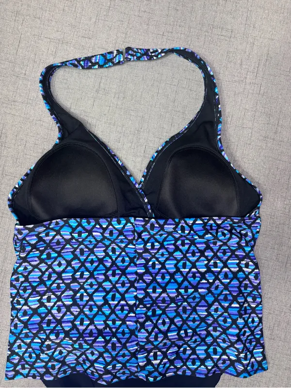 NWT Speedo Geometric Blue Pattern Tankini 2 Piece Swimsuit Size 14 - Image 6