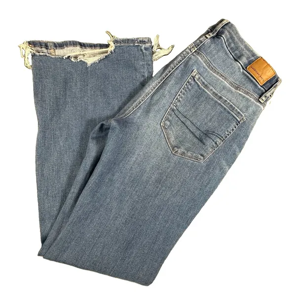 American Eagle Jeans Womens 6 Blue Curvy Super High Rise Flare Rips Festival - Image 2