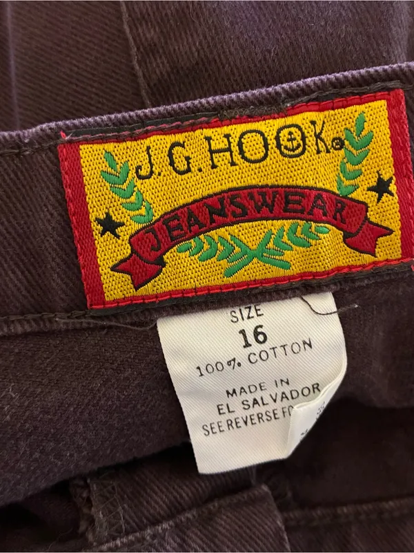 Vintage 90s J.G. Hook Jeanswear Tapered Leg Jeans High Rise Brown 16 - Image 3