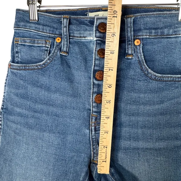 Madewell 10" High-Rise Skinny Jeans Button Fly Raw Hem Blue 25P Minimalist‎ - Image 9