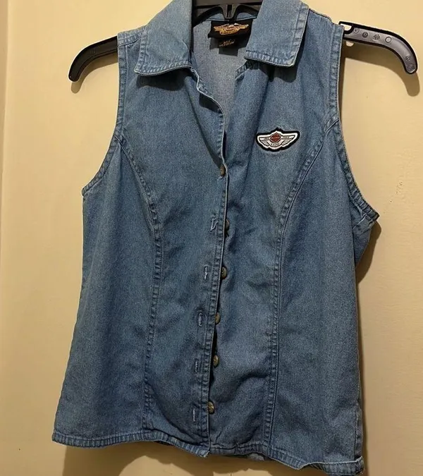 Harley Davidson Denim 100 Year Anniversary Vest Women’s Size Small - Image 4