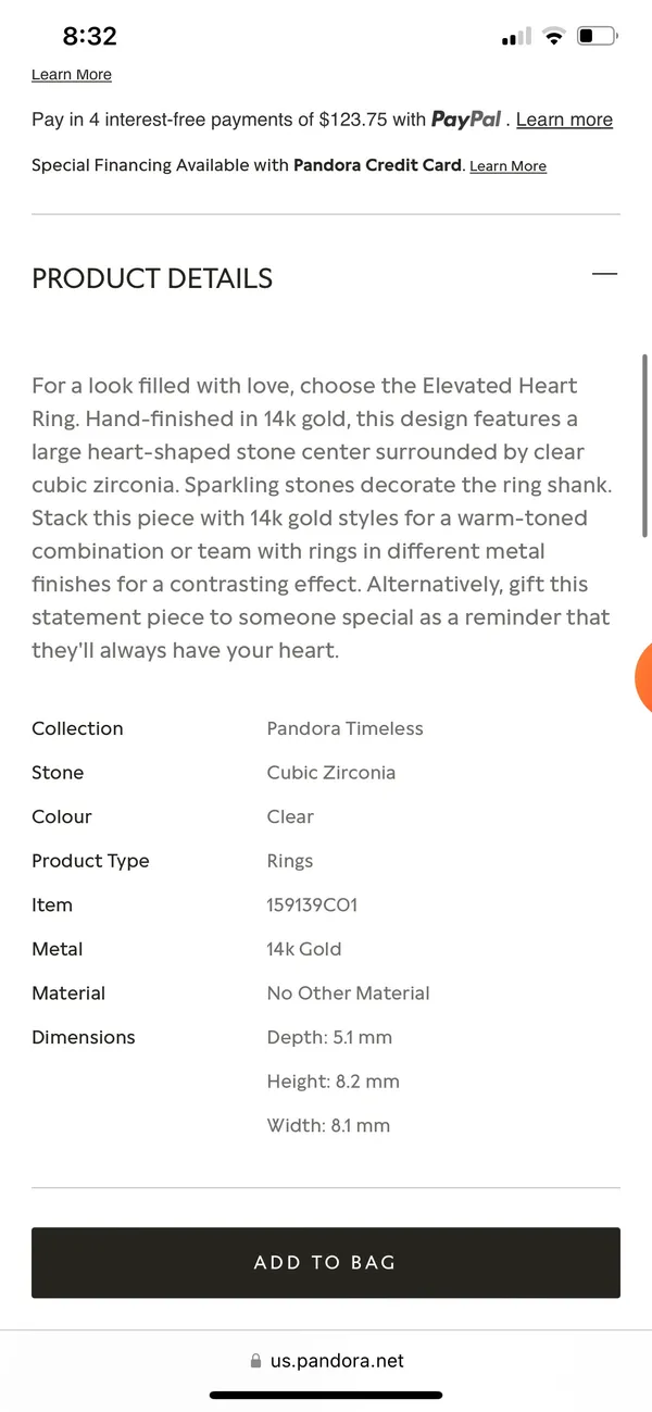 Pandora Gold Ring - Image 3