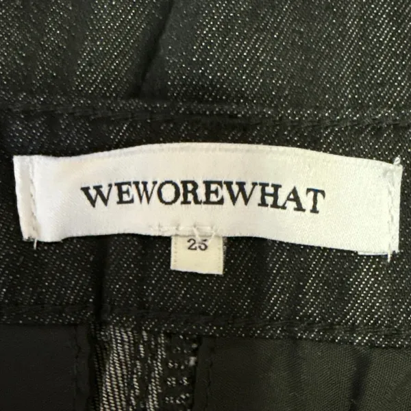 Weworewhat Women's Black High Waisted Pleated Wide Leg Denim Jean Shorts Sz 25 - Image 4