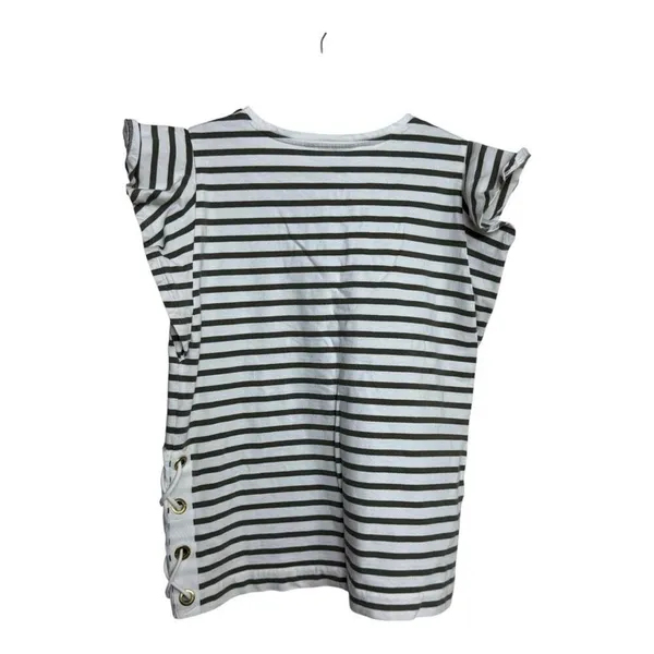 Lauren Ralph Lauren olive‎ green stripe women top size medium cotton - Image 2