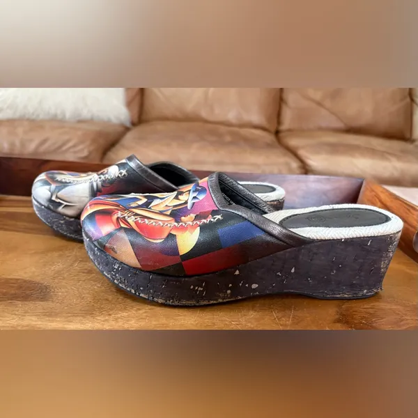 Leather Wearable Art Clogs Size 7 - Image 3