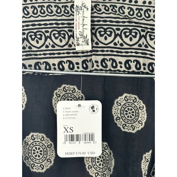 Free People Intimately Bodysuit Womens XS Black Printed Tassel OB1469393 Boho - Image 6