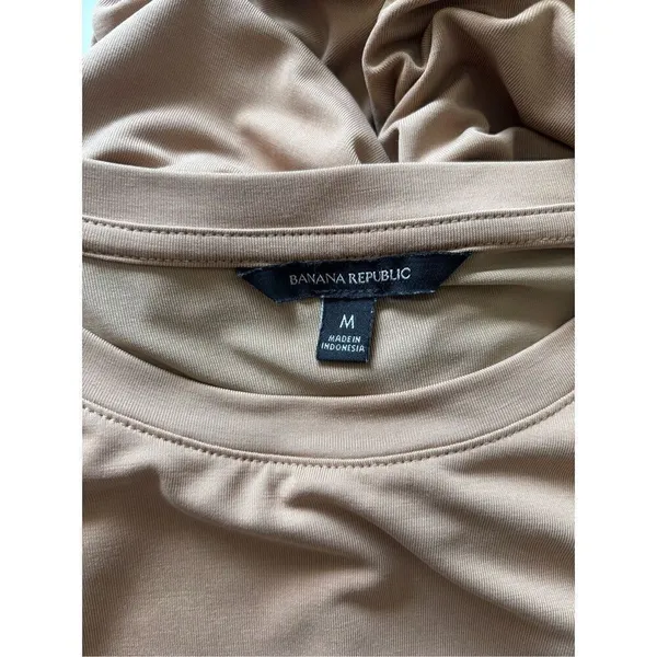 Banana Republic Modal Tie Waist Midi Dress Tan Size M Minimalist - Image 2