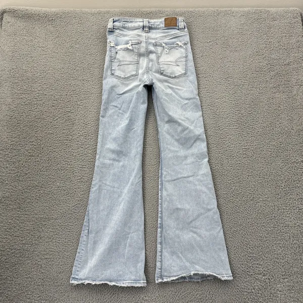 American Eagle Super Hi Rise Flare Jeans Stretch Boho Festival Women's 2 x 30 - Image 3