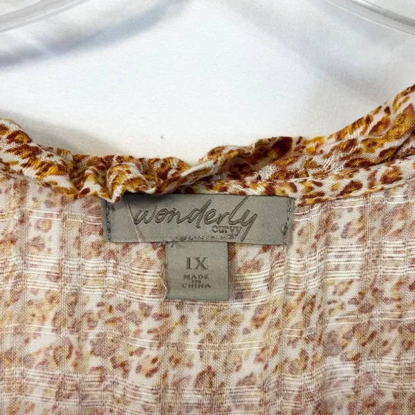 Wonderly Plus Size 1X Midi Dress Orange Floral‎ Tiered Fairy Boho Feminine 1231 - Image 3