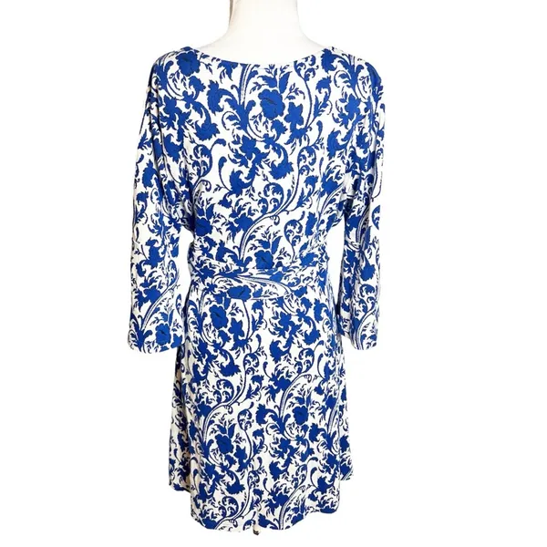 Anthropologie Maeve Leonie Dress by Maeve Bell Sleeve Size L blue white floral‎ - Image 8