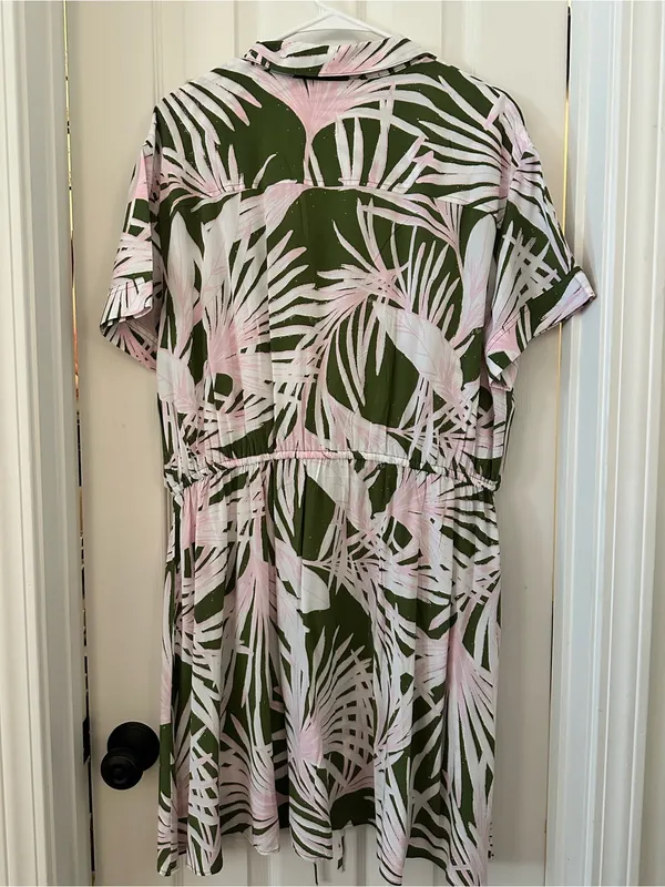 LOFT NWT pink and green palm dress xl - Image 5