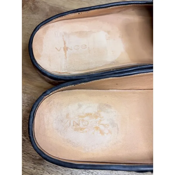 Vince Black Intrecciato Woven‎ Leather Slip On Mules Size 9 - Image 5