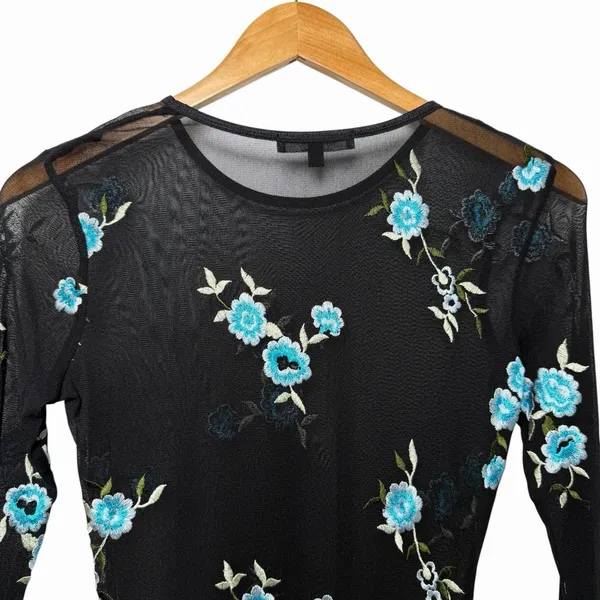 Karen Kane Sheer Mesh Floral Top Women's Small Fairy Coquette Festival Indie Y2K - Image 4