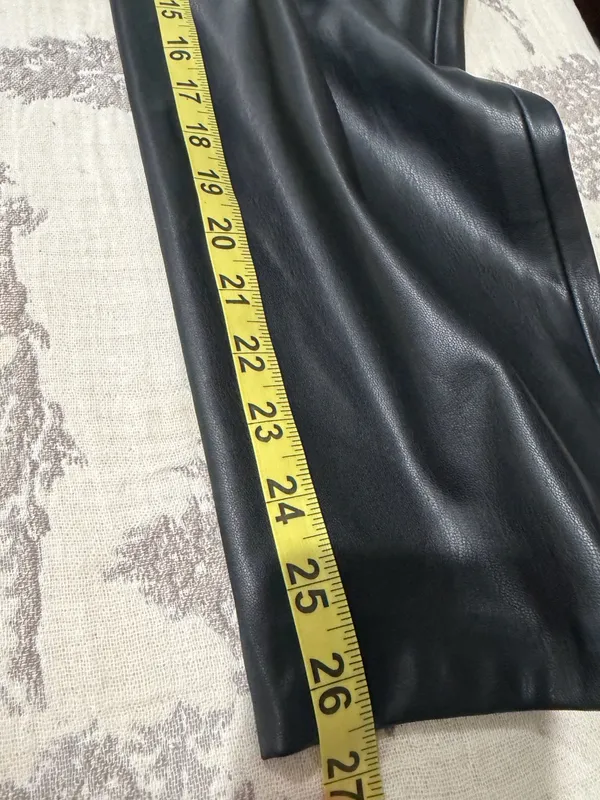 Zara brand women’s jeans Black Faux-Leather Slim Pants - Night Out Glam size 6 - Image 10