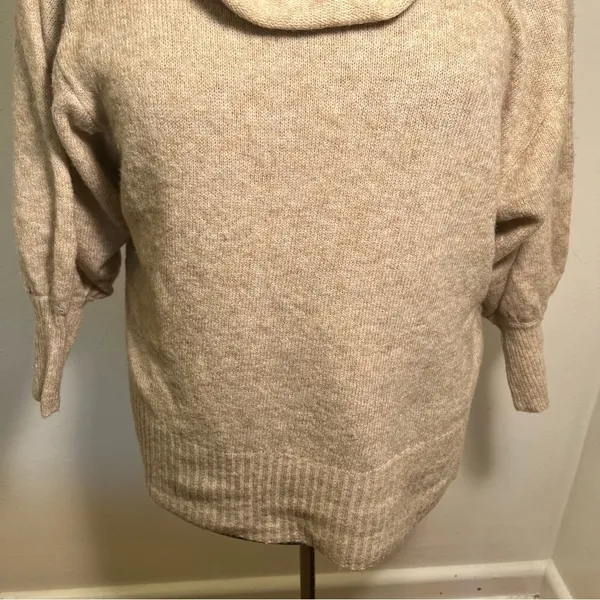 Cato Women's Sz XL Cowl Neck Sweater Oatmeal Heather Beige Dolman Sleeve Stretch - Image 4