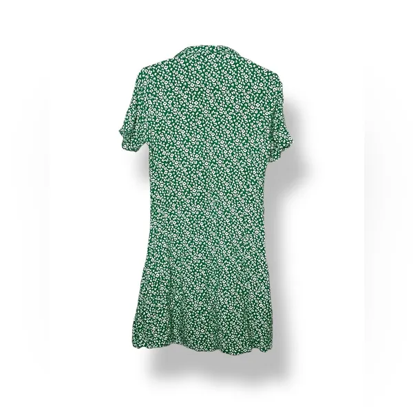 Jacqueline De Yong JDY Lela Green Floral Ditsy Button-Down Mini Shirt Dress XS - Image 6