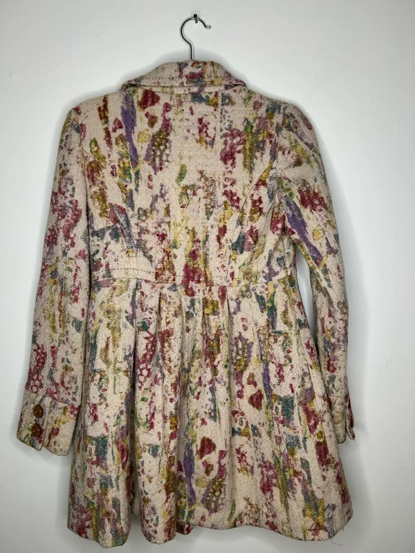 Anthropologie Elevenses Blurred Watercolor colorful Fresco Wool Peacoat size 2 - Image 5