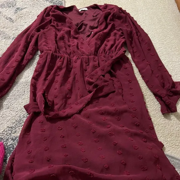 Baltic Born Paisley Dot‎ Midi Dress Burgundy Women's L - Image 5