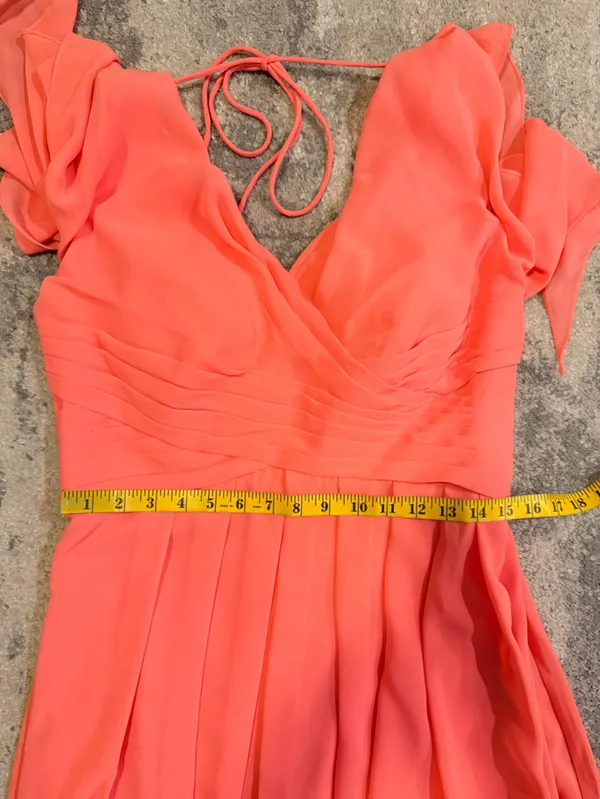 Stacees Flutter Sleeve V-Neck Coral Evening Dress - Image 7