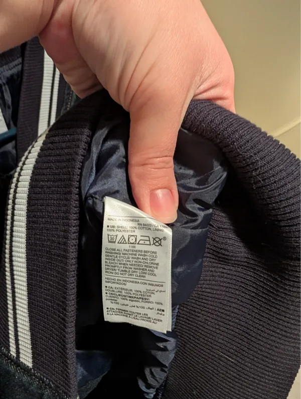 Old Navy Dark Denim Bomber Jacket - Image 7