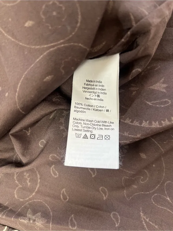 Madewell The Signature Y-Neck Shirt Chocolate Plum Bandana Print Size Medium NWT - Image 14