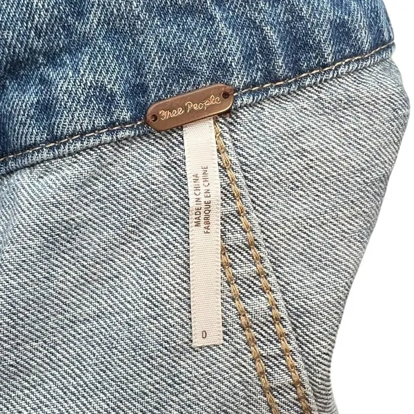 Free People Louise‎ Denim Skirtall Overall Dress Medium Wash Blue Size 0 - Image 12
