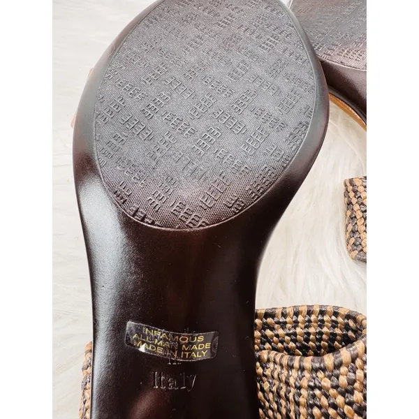 Italian Shoemakers Sandal Womens Size 10 Brown Woven Slingback Italy Block Heel - Image 10
