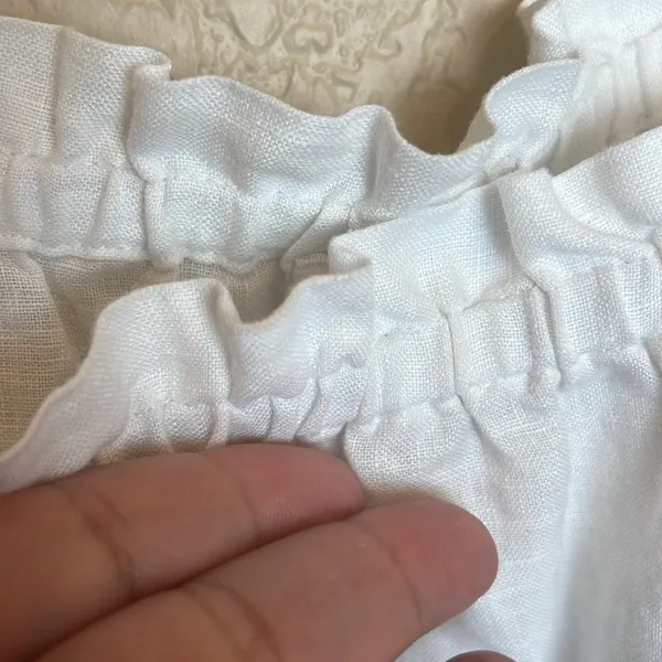 Aritzia Wilfred Vermeer Linen Babydoll Camisole White Ruffle Tank Top L - Image 5