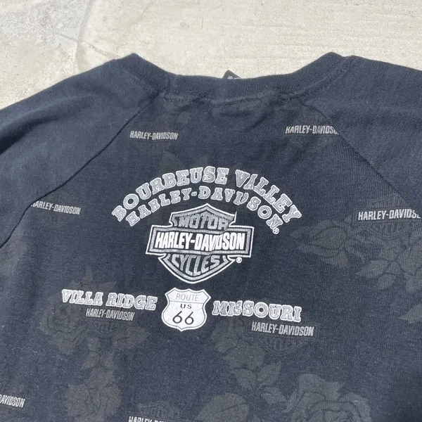 Harley Davidson L/S Graphic Tee Bedazzled Women's SZ M USA Missouri MO Villa - Image 8