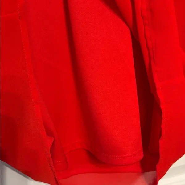 Monteau Vibrant Valentine’s Red Ruffle Sleeve Blouse - Image 4