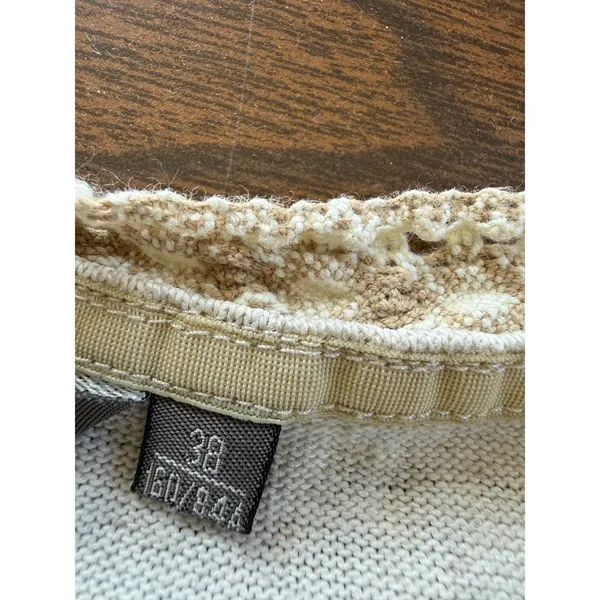 Marisfrolg Womens Beige V-Neck Crochet Lace‎ Trim Short Sleeve Knit Top Size 38 - Image 5
