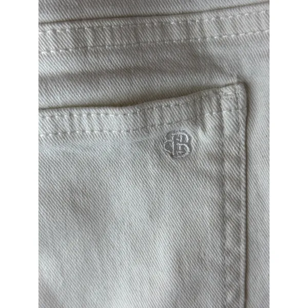By Billie Womens White Denim Cropped Wide Leg Jeans Raw‎ Hem Size L 32 - Image 8