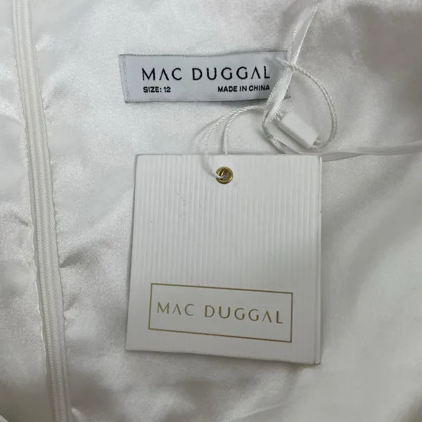 Mac Duggal Rosette One Shoulder Tea Length Dress White Size 12 - Image 13